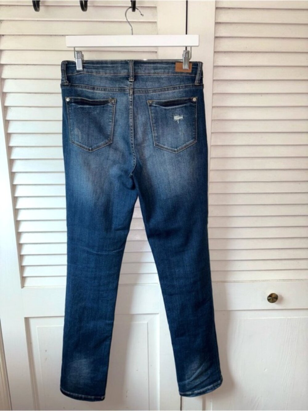Judy Blue Straight Leg Jeans 29 Dark Wash Distressed Stretch Denim - Picture 4 of 5